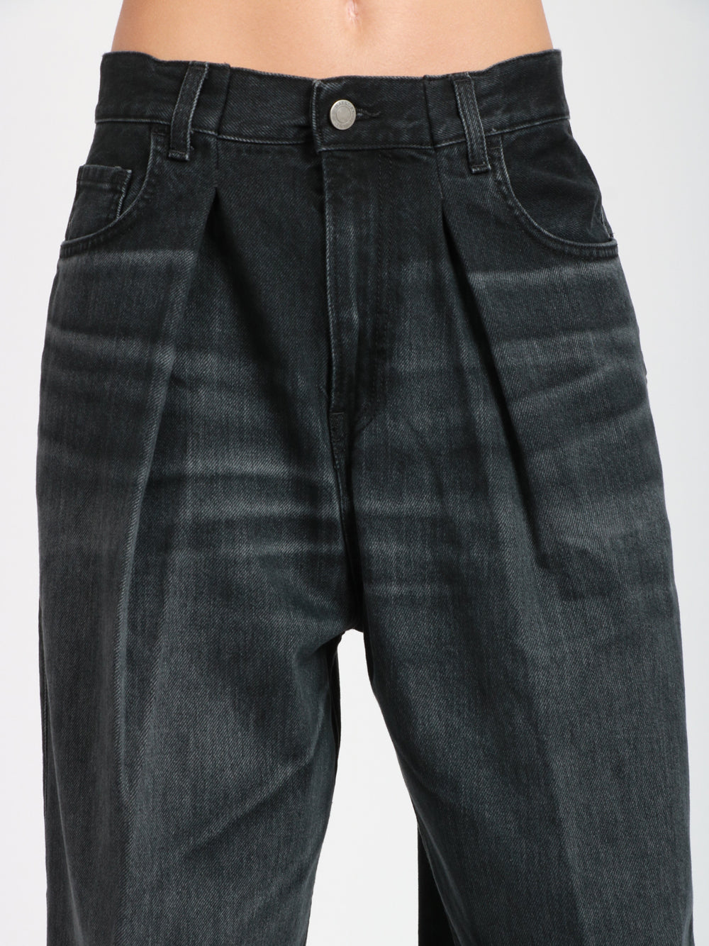 HAIKURE Jeans Candy in Denim di Cotone Neri con Pinces Denim Nero