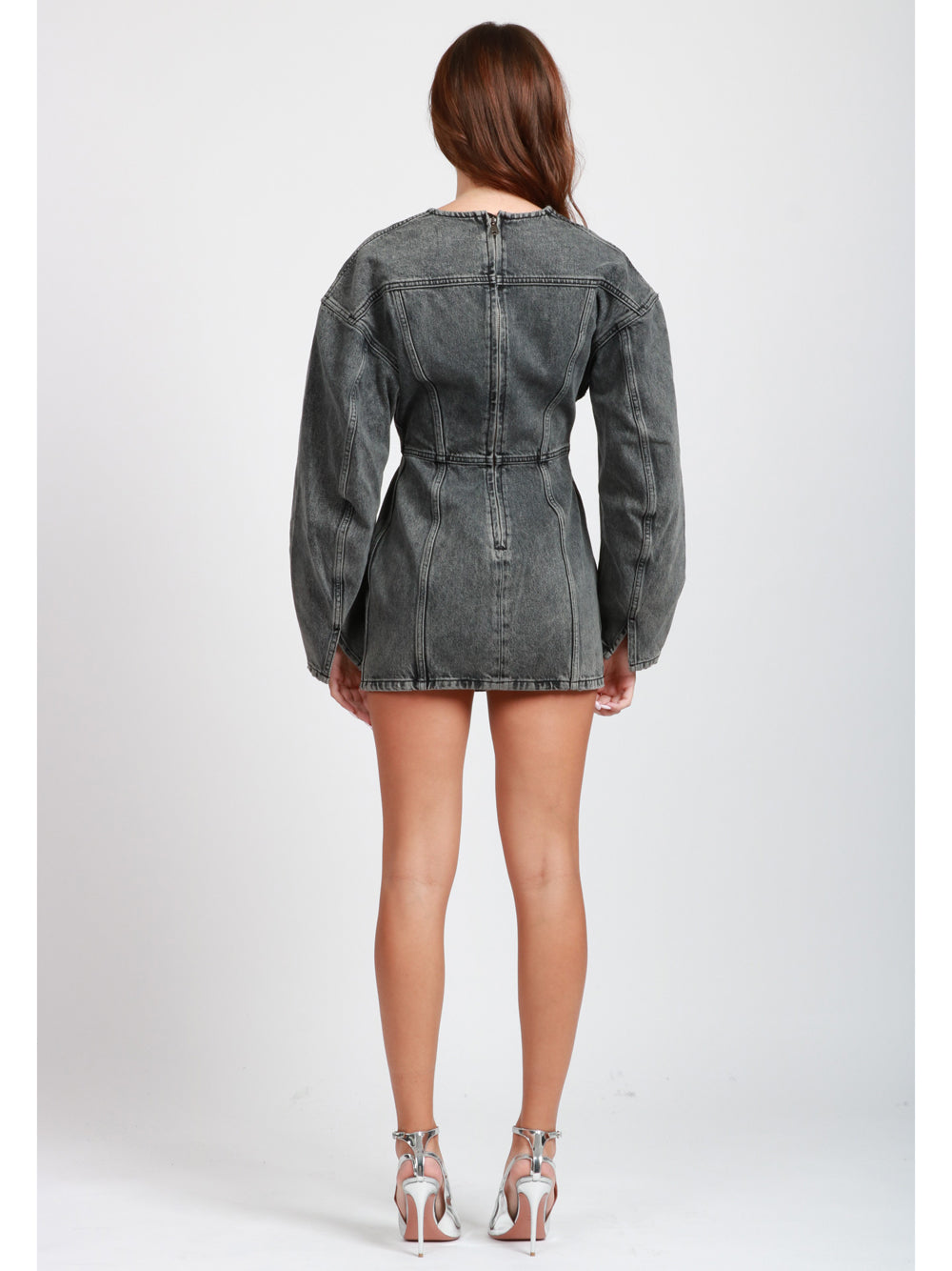 HAIKURE Vestito Darly Corto in Denim Grigio Denim Grigio