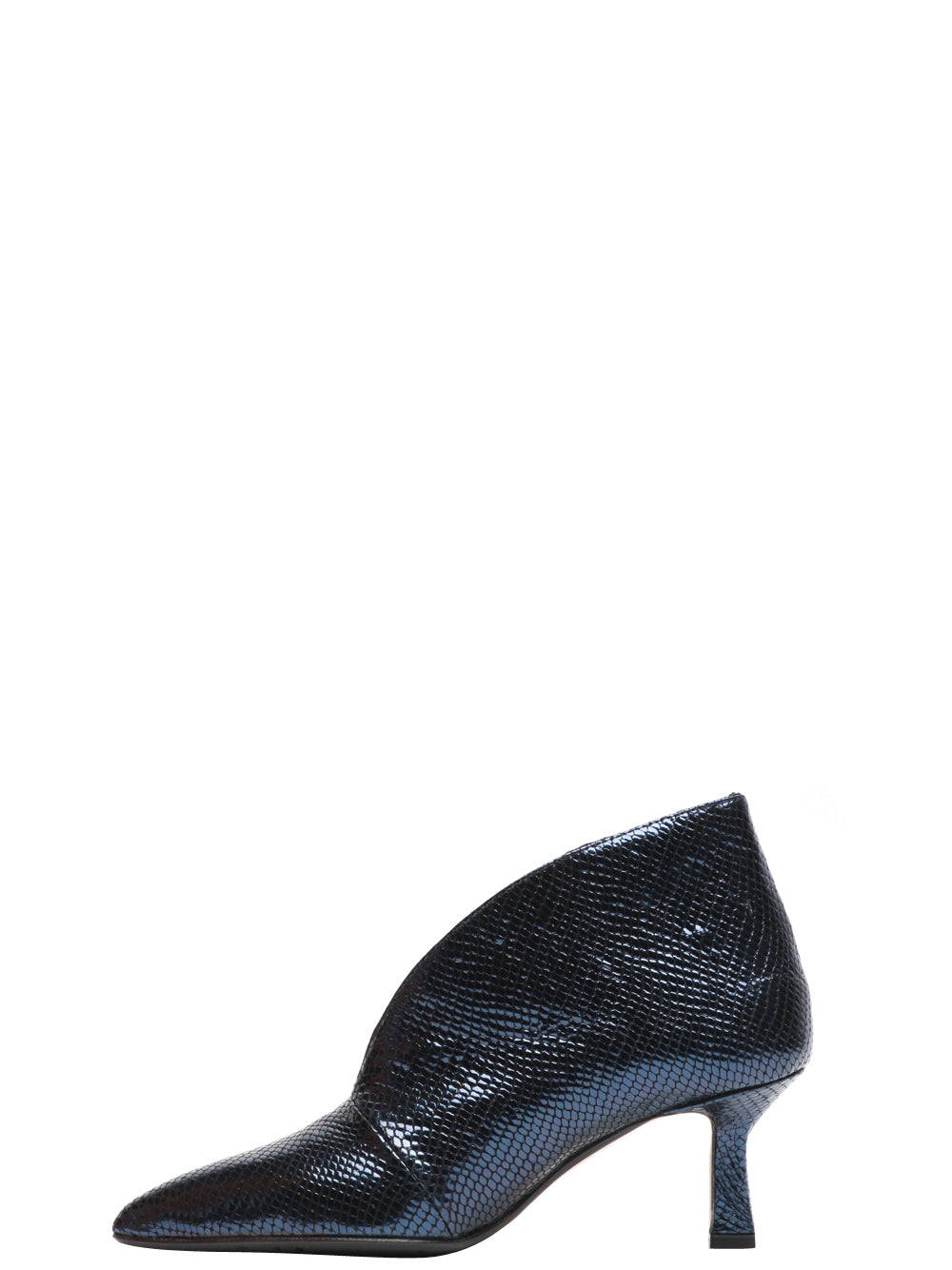 L'Arianna Stivali Tronchetto in Pelle Laminata Blu Effetto Serpente Blu