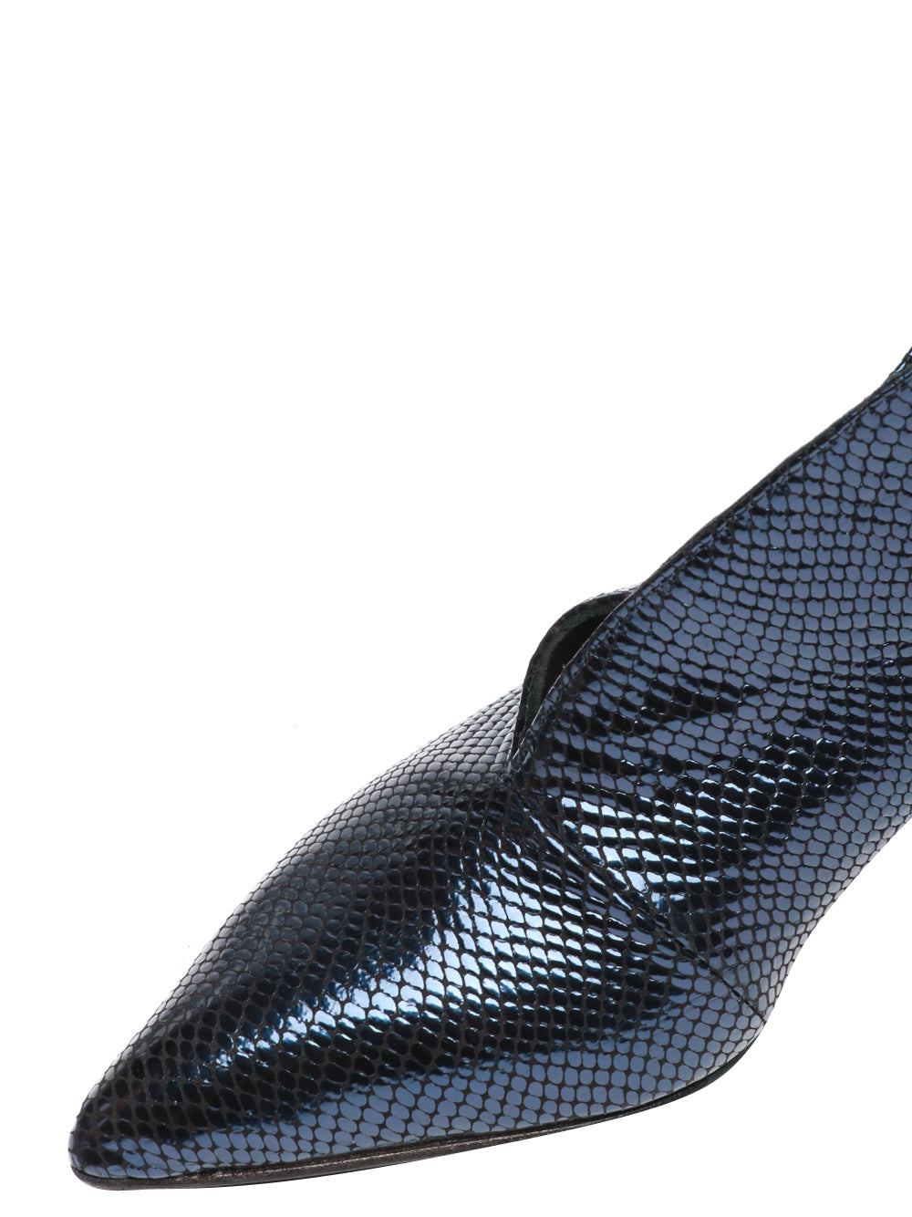 L'Arianna Stivali Tronchetto in Pelle Laminata Blu Effetto Serpente Blu