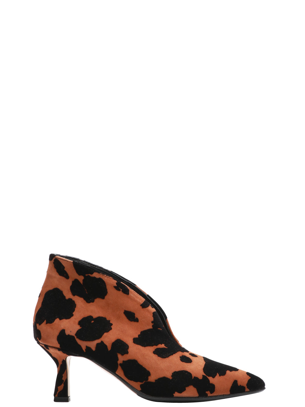 L'Arianna Stivali Tronchetto in Pelle Scamosciata Cuoio Cow Print Cuoio/nero
