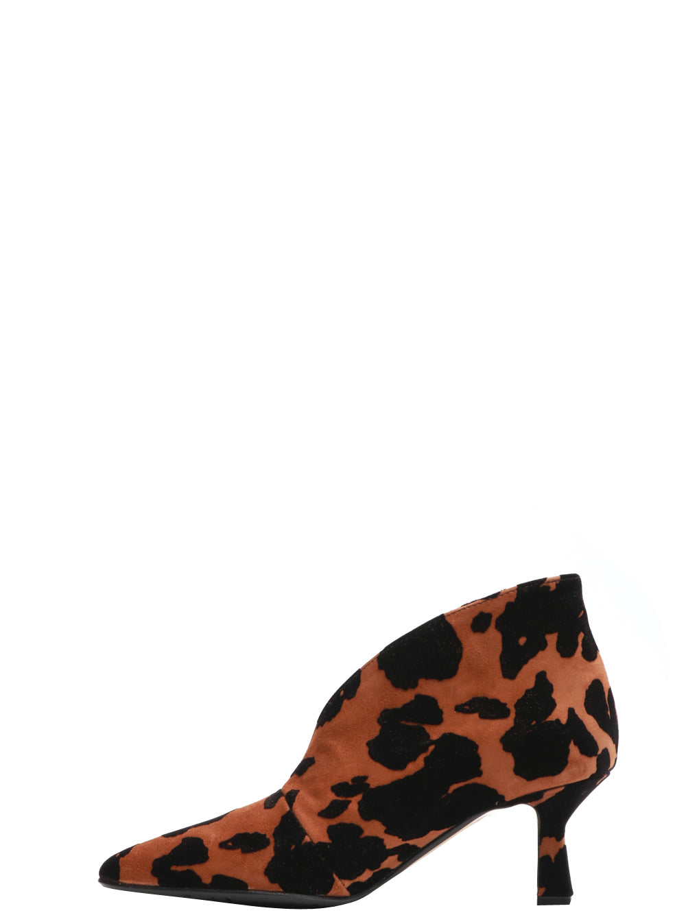 L'Arianna Stivali Tronchetto in Pelle Scamosciata Cuoio Cow Print Cuoio/nero