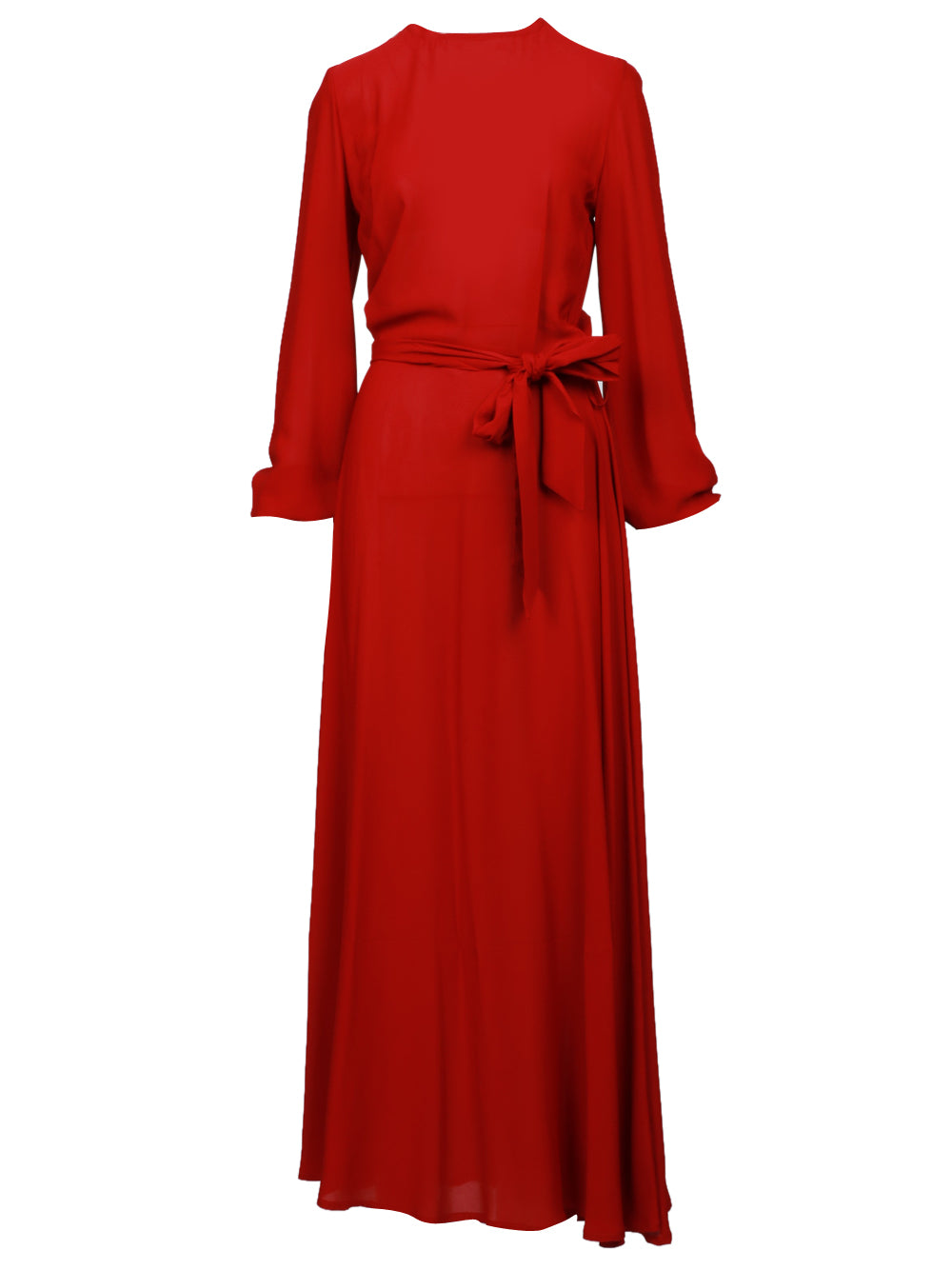 LAVI Vestito Basilla Girocollo Lungo in Voile Rosso Rosso