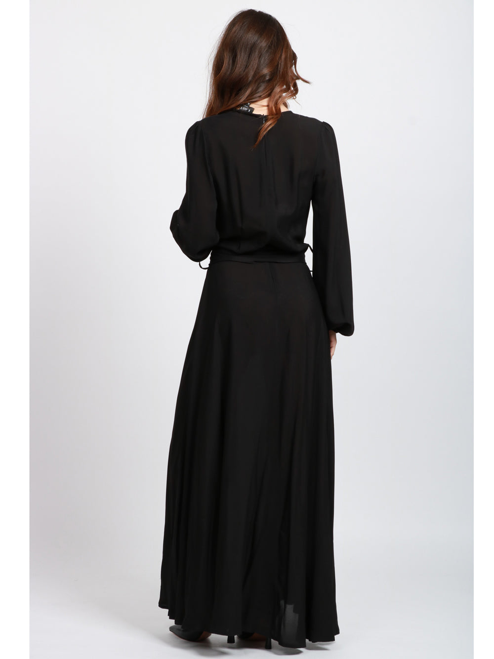 LAVI Vestito Basilla Girocollo Lungo in Voile Nero Nero