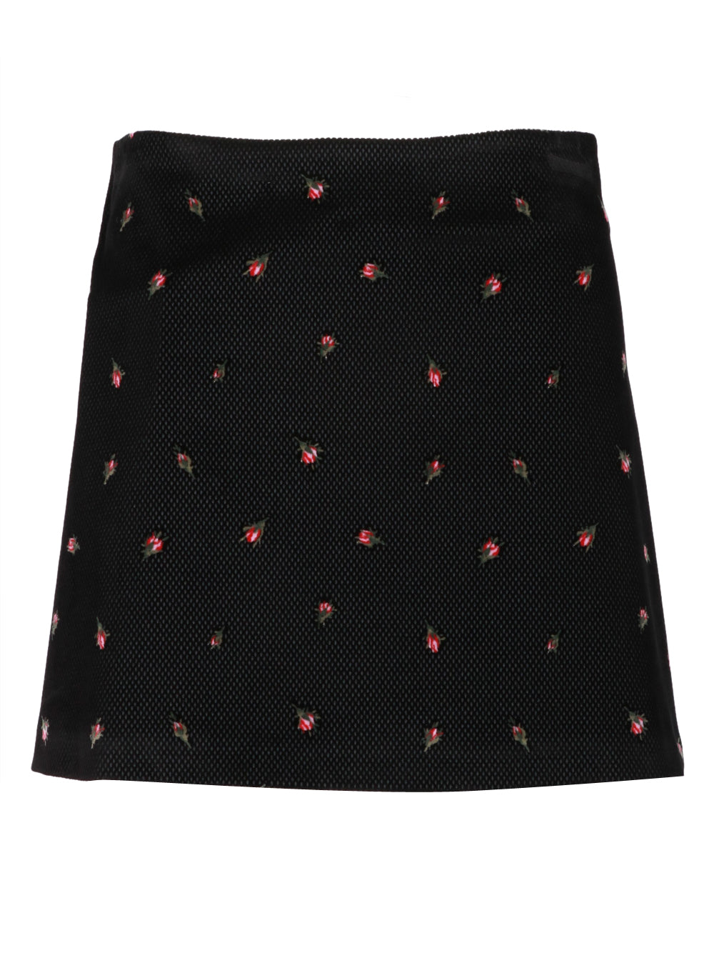 LAVI Minigonna Bolina a Trapezio Nera con Micro Fiori Nero+color