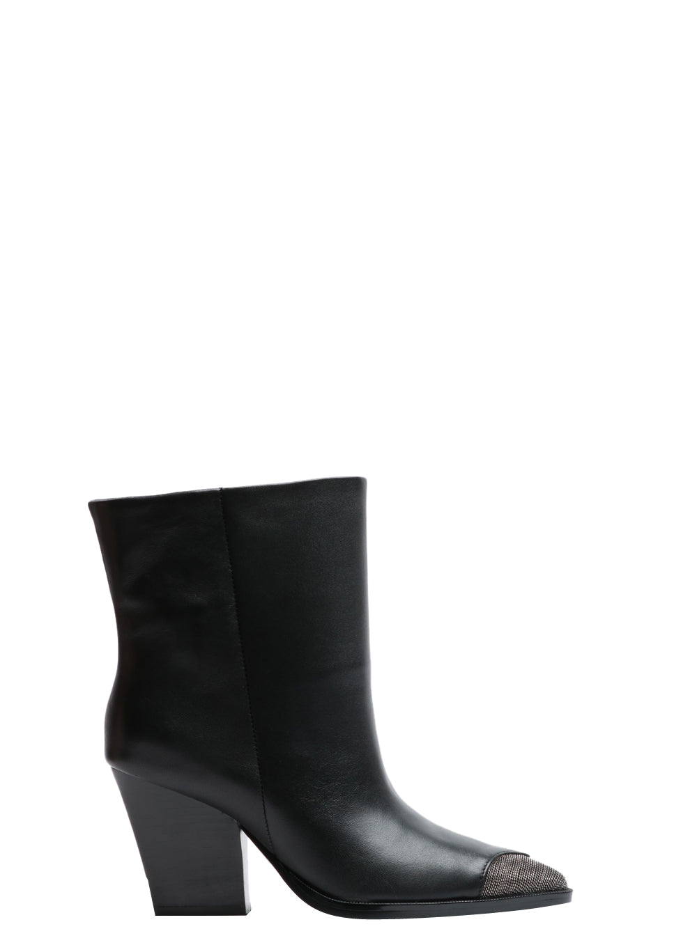LOLA CRUZ Stivali Texano Velaz in Pelle Neri con Strass Neri Nero