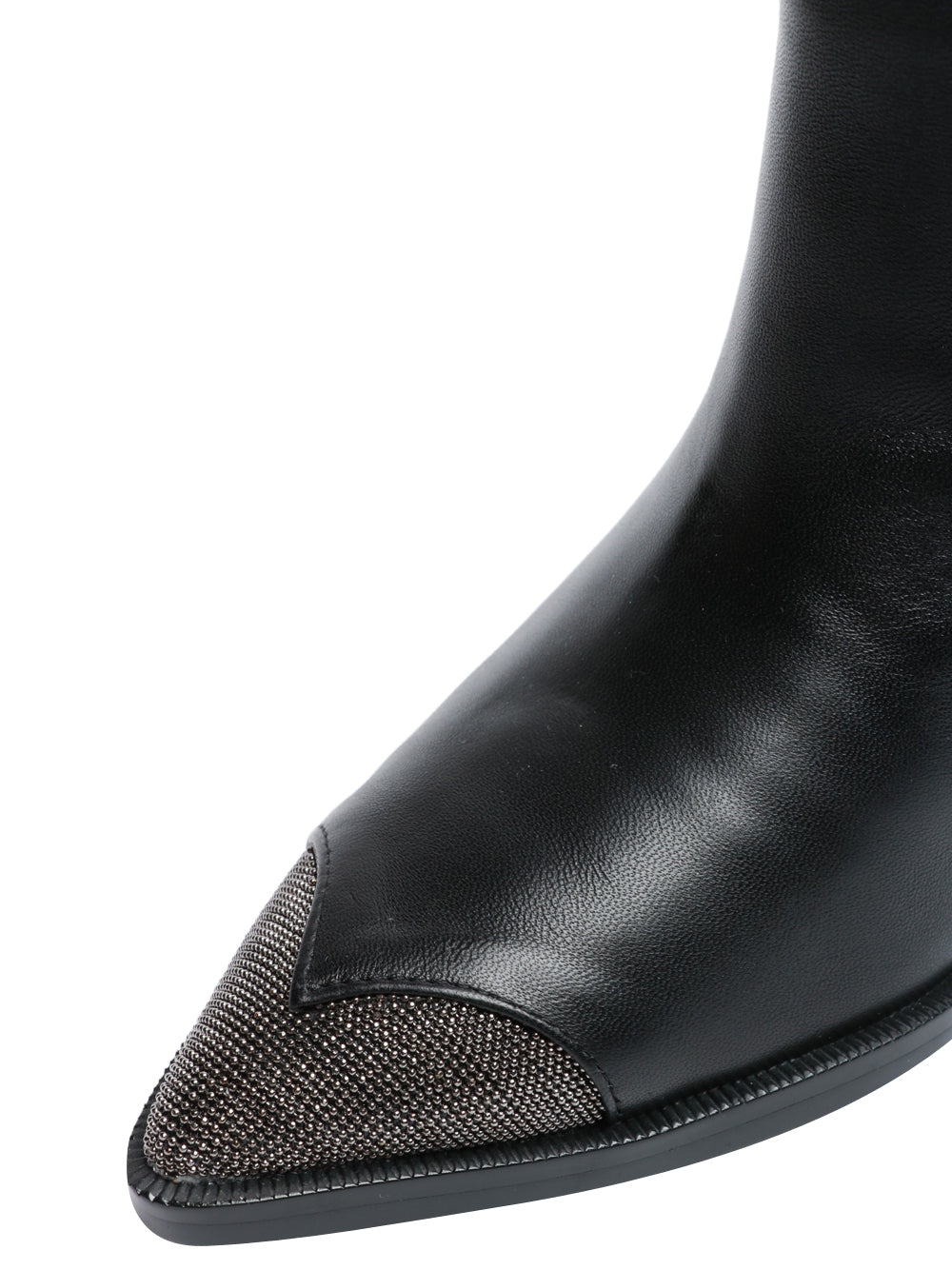 LOLA CRUZ Stivali Texano Velaz in Pelle Neri con Strass Neri Nero