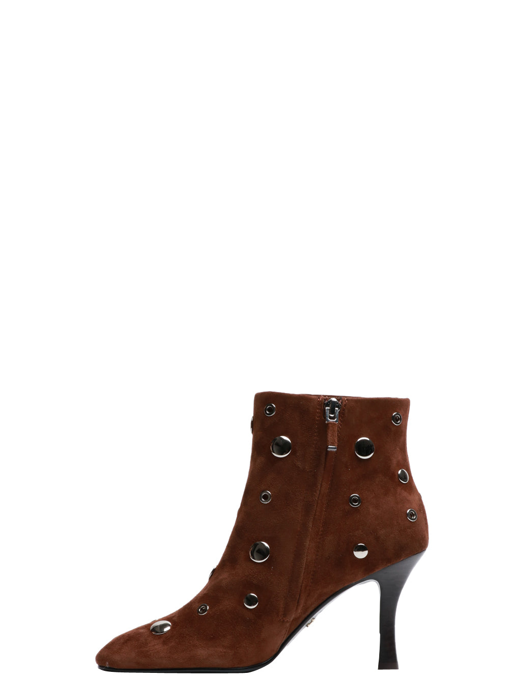 LOLA CRUZ Stivali Tronchetto Aureline in Suede Tabacco con Borchie Tabacco