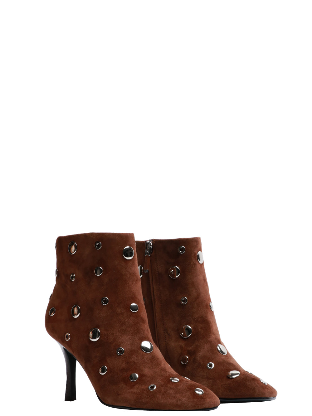 LOLA CRUZ Stivali Tronchetto Aureline in Suede Tabacco con Borchie Tabacco