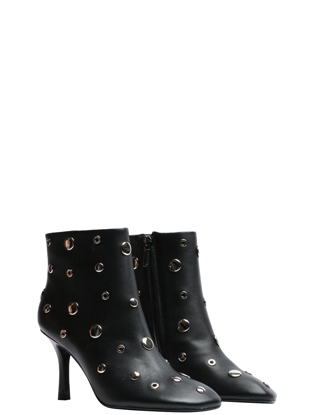 LOLA CRUZ Stivali Tronchetto Aureline in Pelle Neri con Borchie Nero