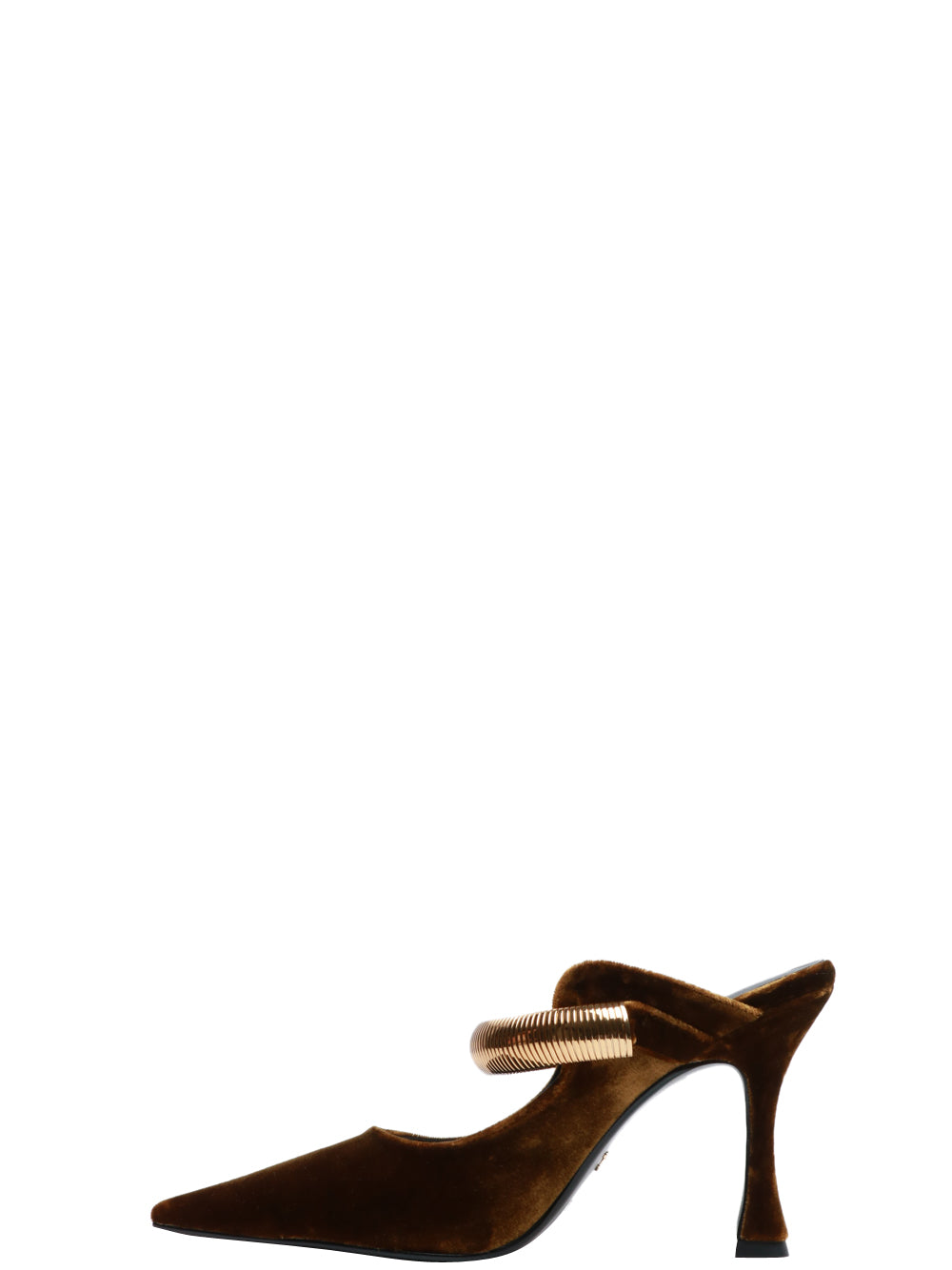 LOLA CRUZ Scarpe Décolleté Axela in Velluto Olio con Cinturino Gioiello Olio/oro