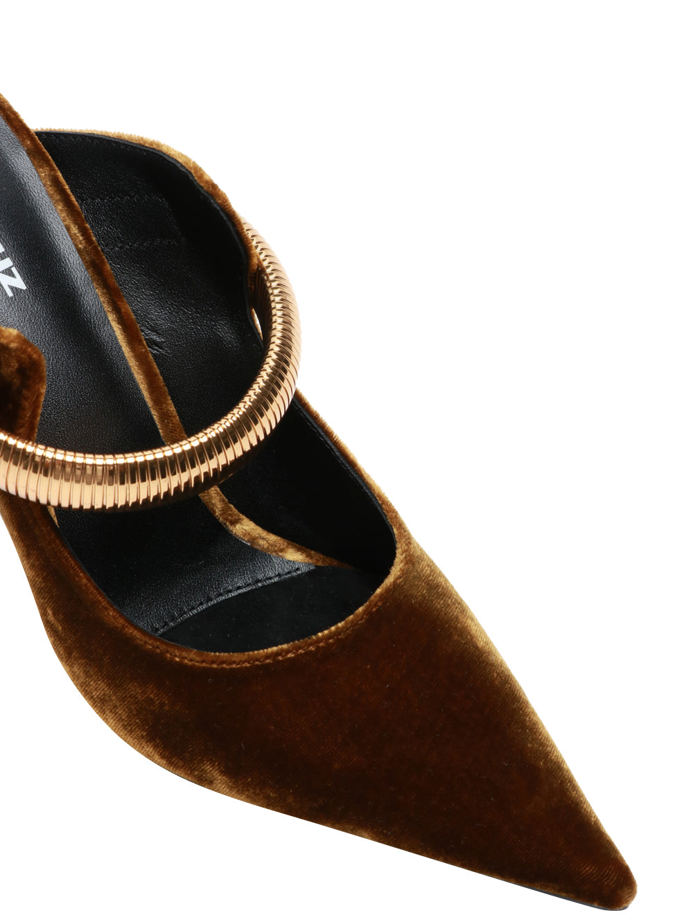 LOLA CRUZ Scarpe Décolleté Axela in Velluto Olio con Cinturino Gioiello Olio/oro