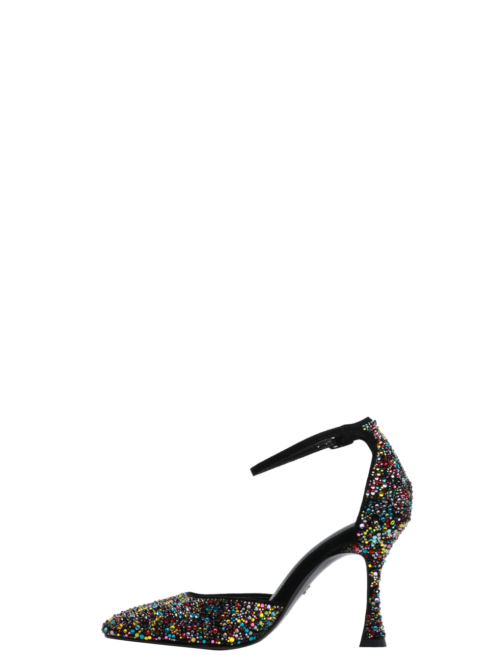 LOLA CRUZ Scarpe Décolleté Dury in Pelle Nere con Strass Multicolor Nero+color