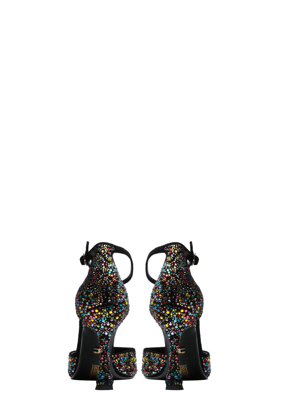 LOLA CRUZ Scarpe Décolleté Dury in Pelle Nere con Strass Multicolor Nero+color