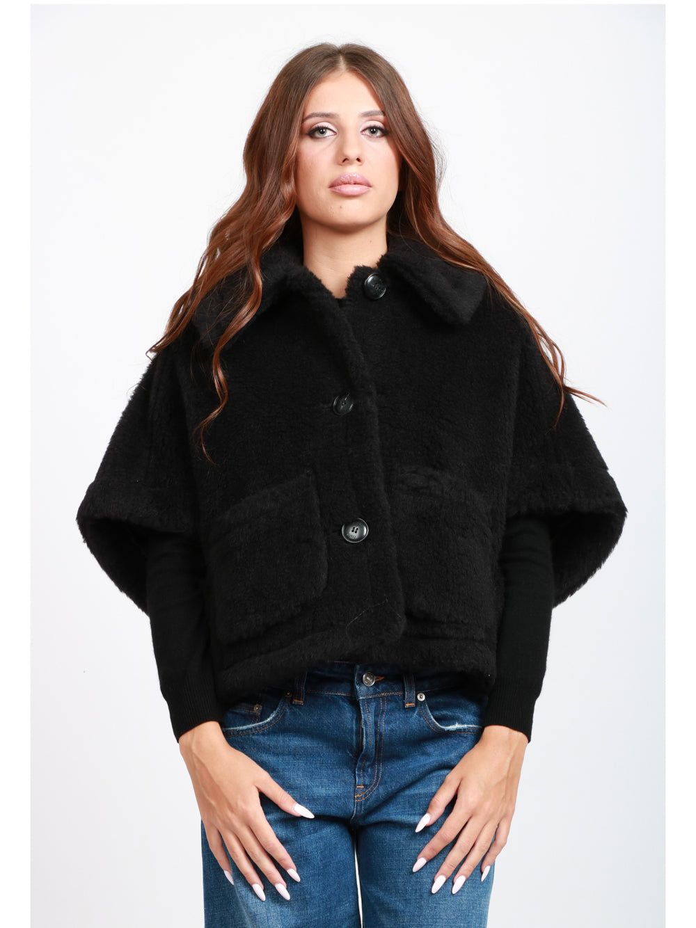MAX MARA Cappa Teddy Newterzo1 in Misto Alpaca e Lana Nera Nero