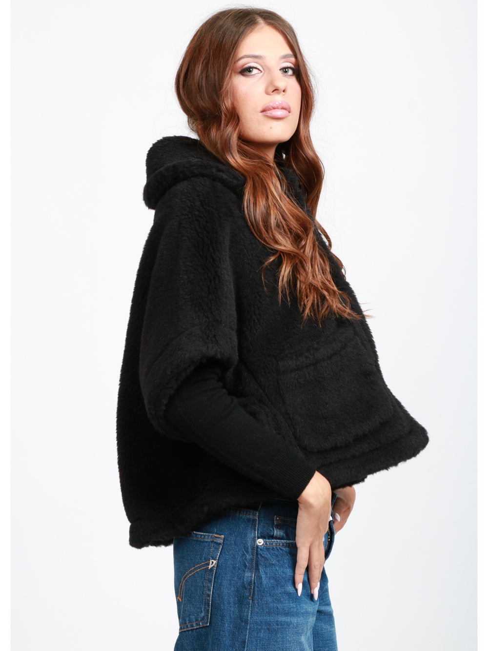 MAX MARA Cappa Teddy Newterzo1 in Misto Alpaca e Lana Nera Nero
