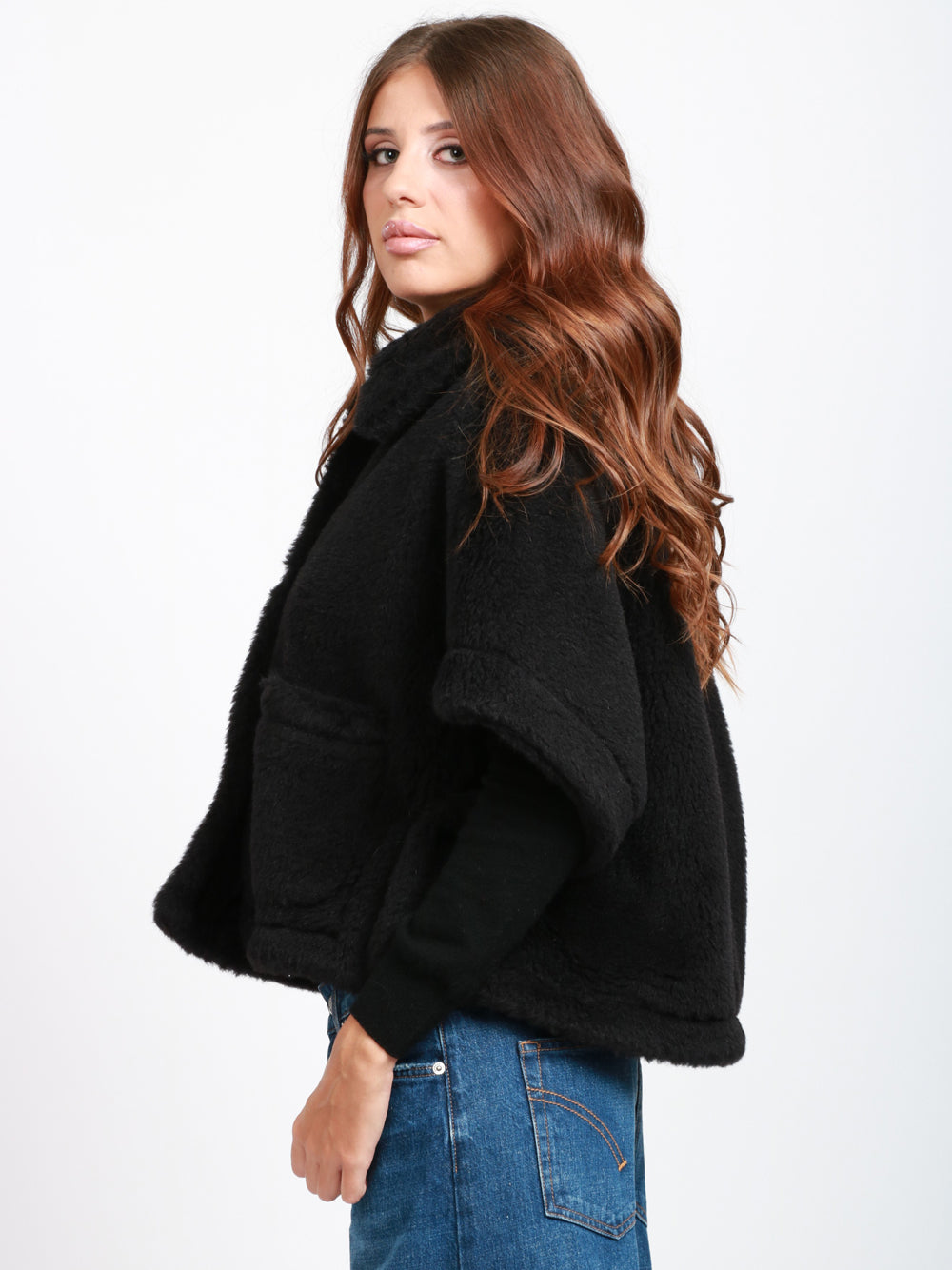 MAX MARA Cappa Teddy Newterzo1 in Misto Alpaca e Lana Nera Nero