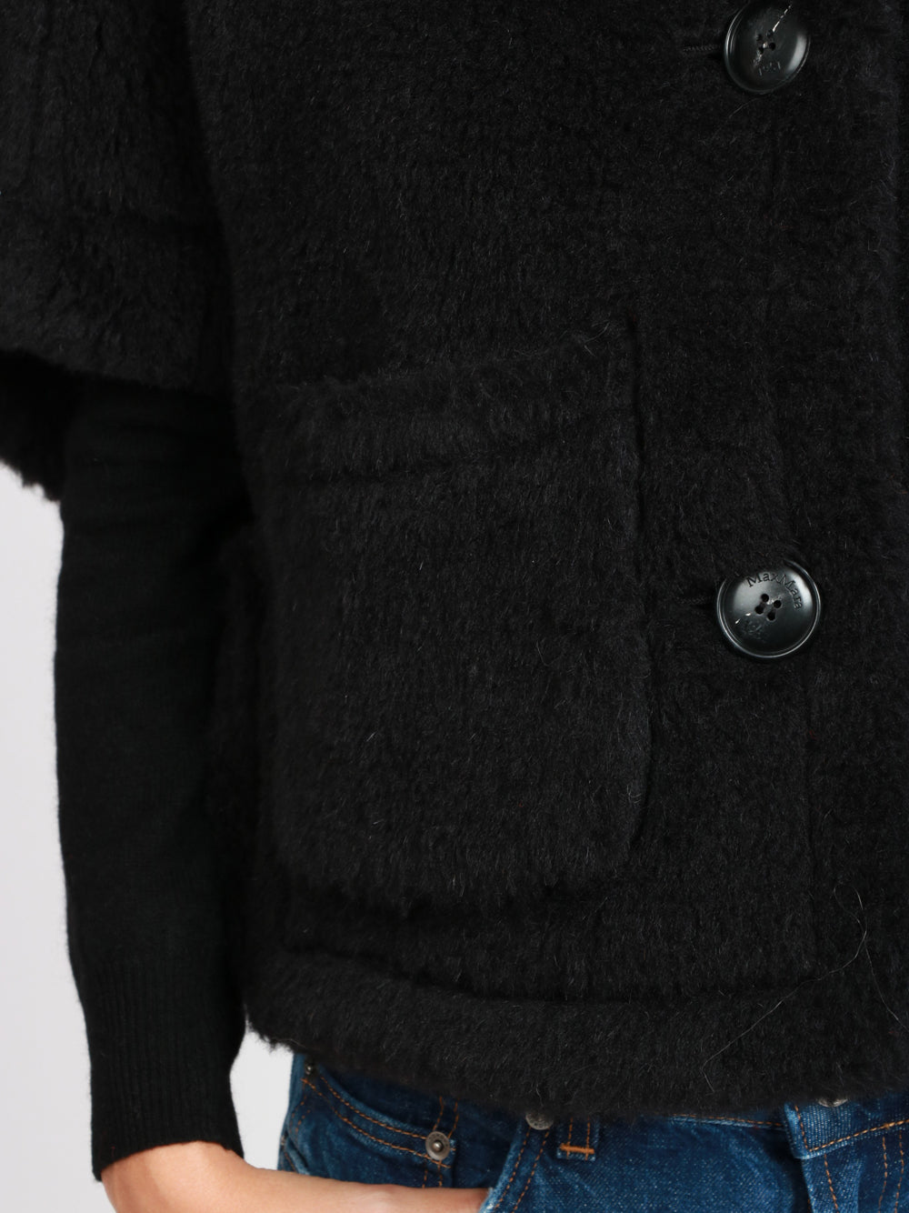 MAX MARA Cappa Teddy Newterzo1 in Misto Alpaca e Lana Nera Nero