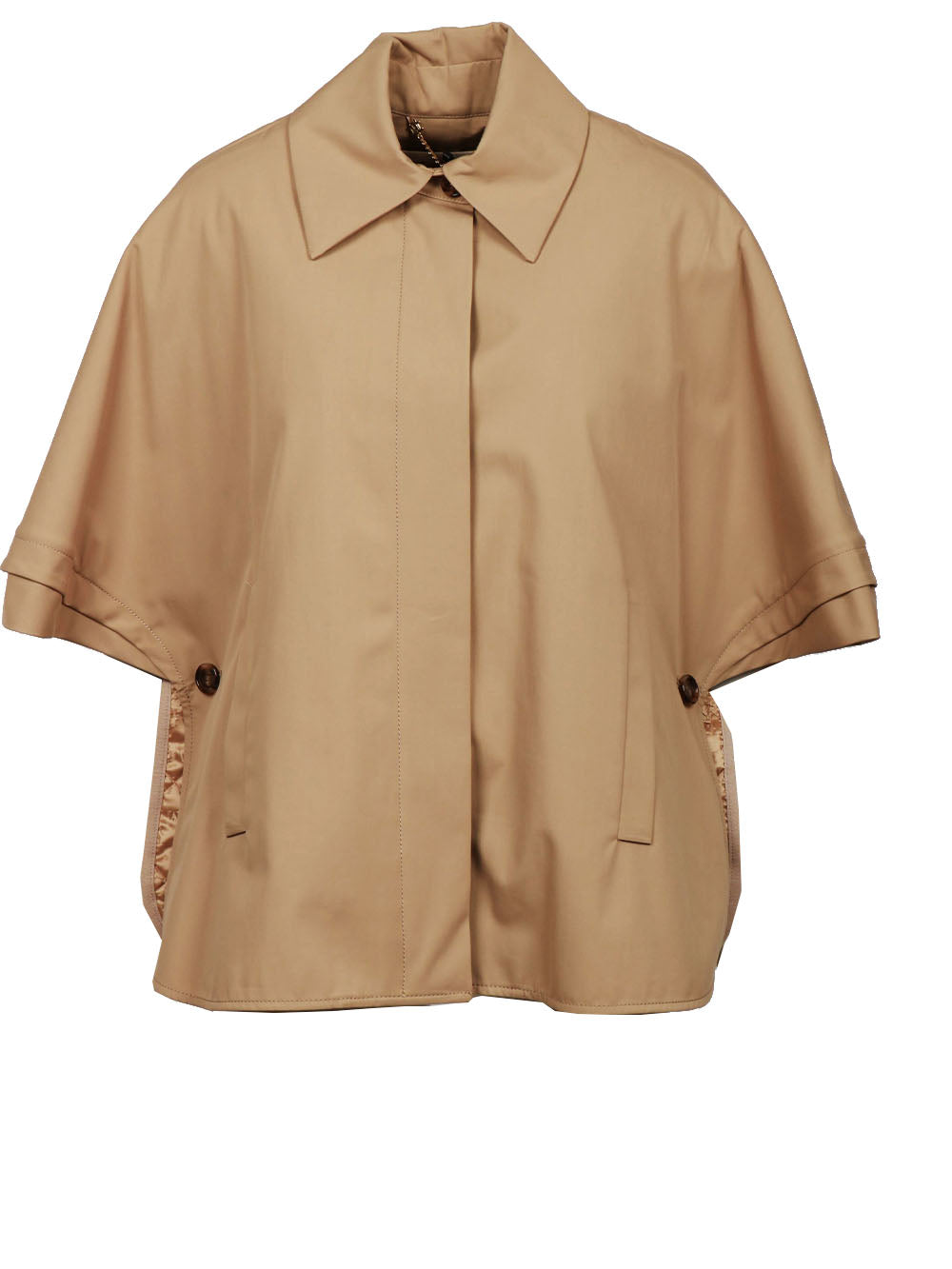 MAX MARA Cappa Parole in Gabardina Antigoccia Cammello Camel