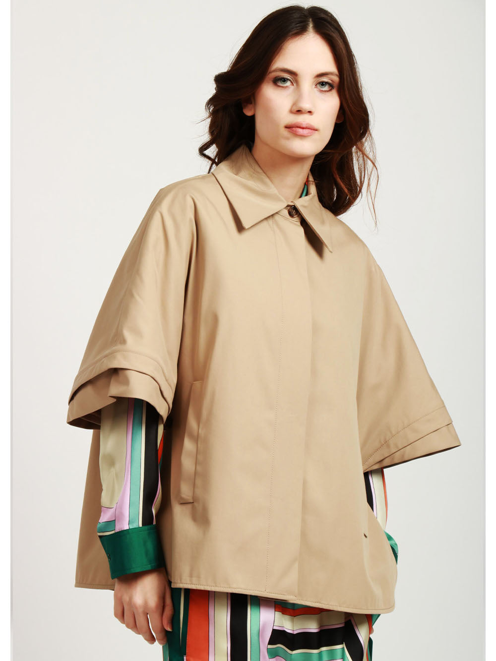 MAX MARA Cappa Parole in Gabardina Antigoccia Cammello Camel