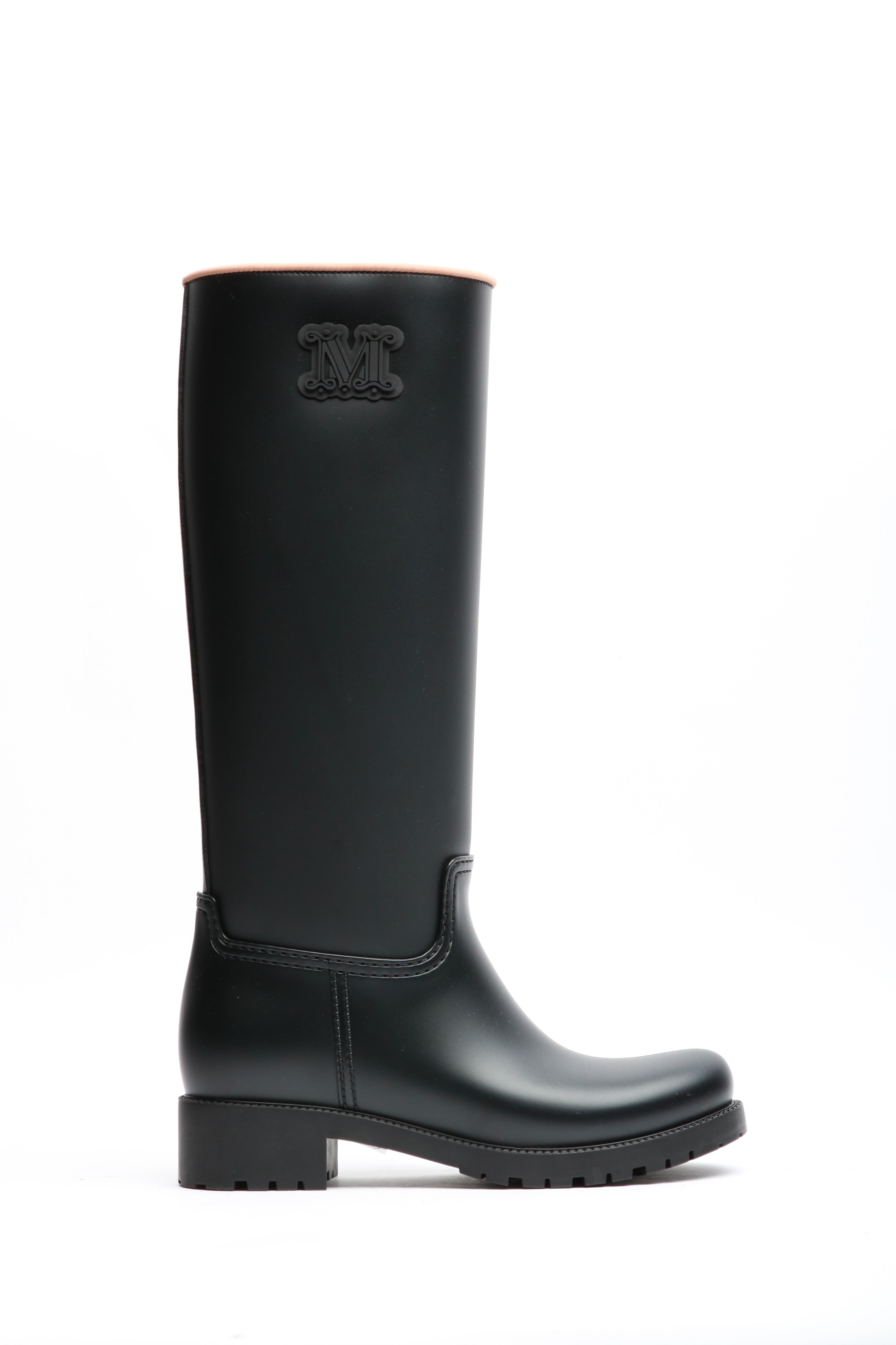MAX MARA Stivali Rain in Gomma Neri con Logo Tono su tono Nero