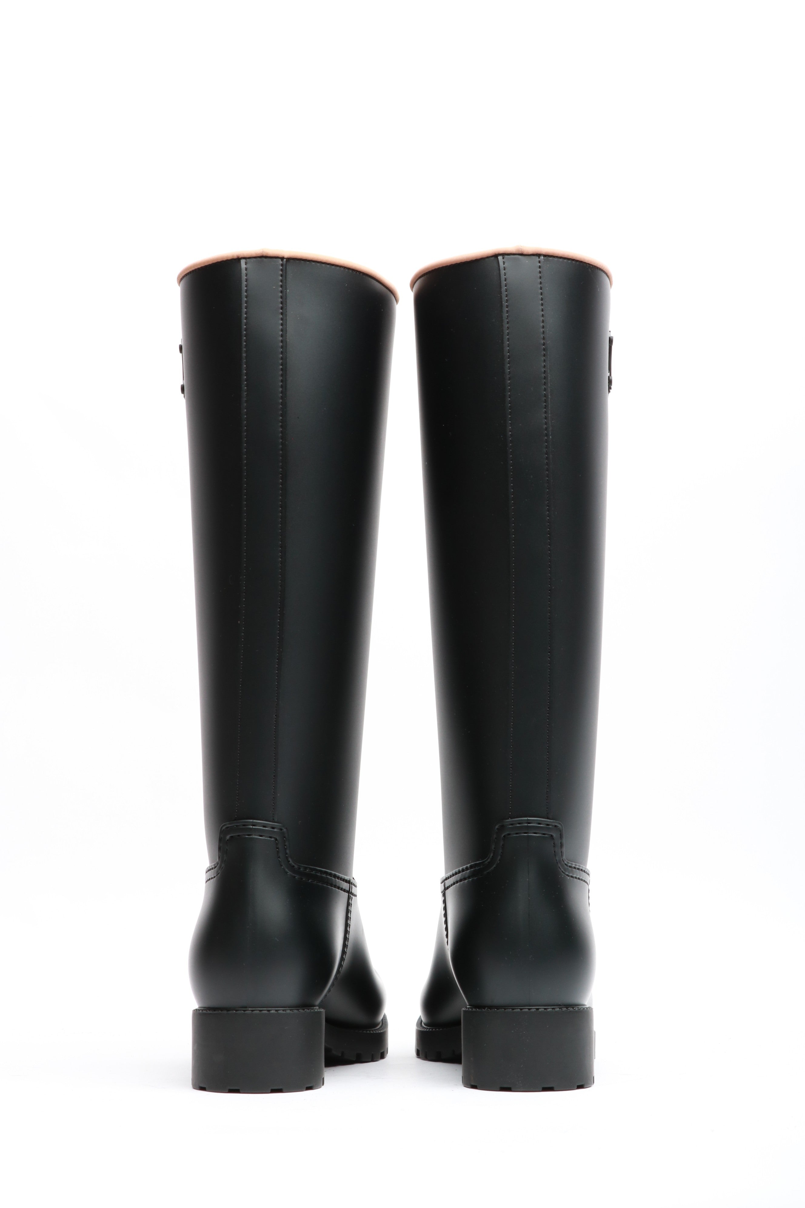 MAX MARA Stivali Rain in Gomma Neri con Logo Tono su tono Nero