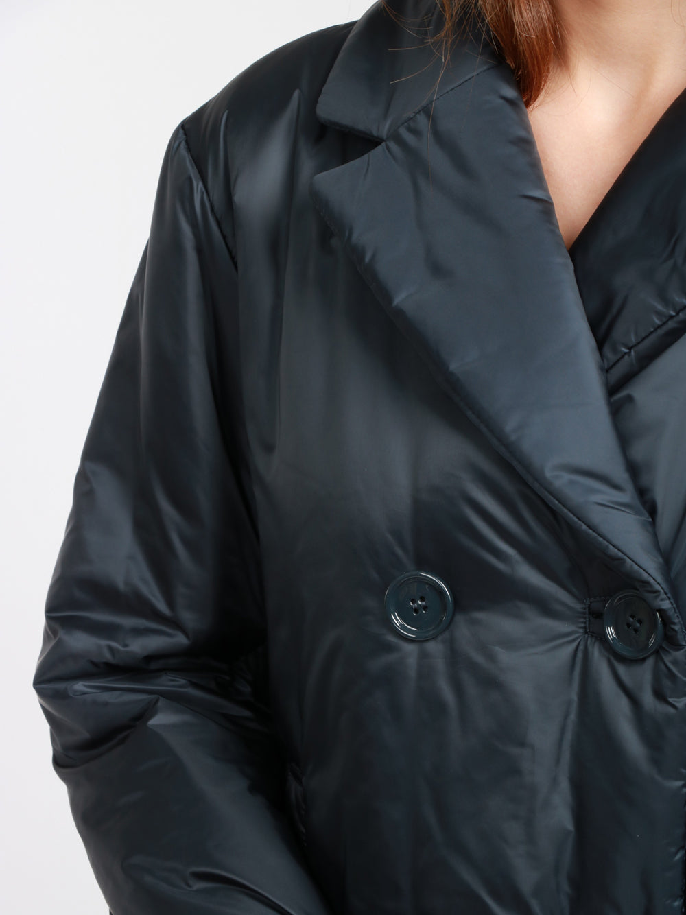 MAX MARA THE CUBE Caban Imbottito in Tessuto Antigoccia Blu Doppiopetto Blu