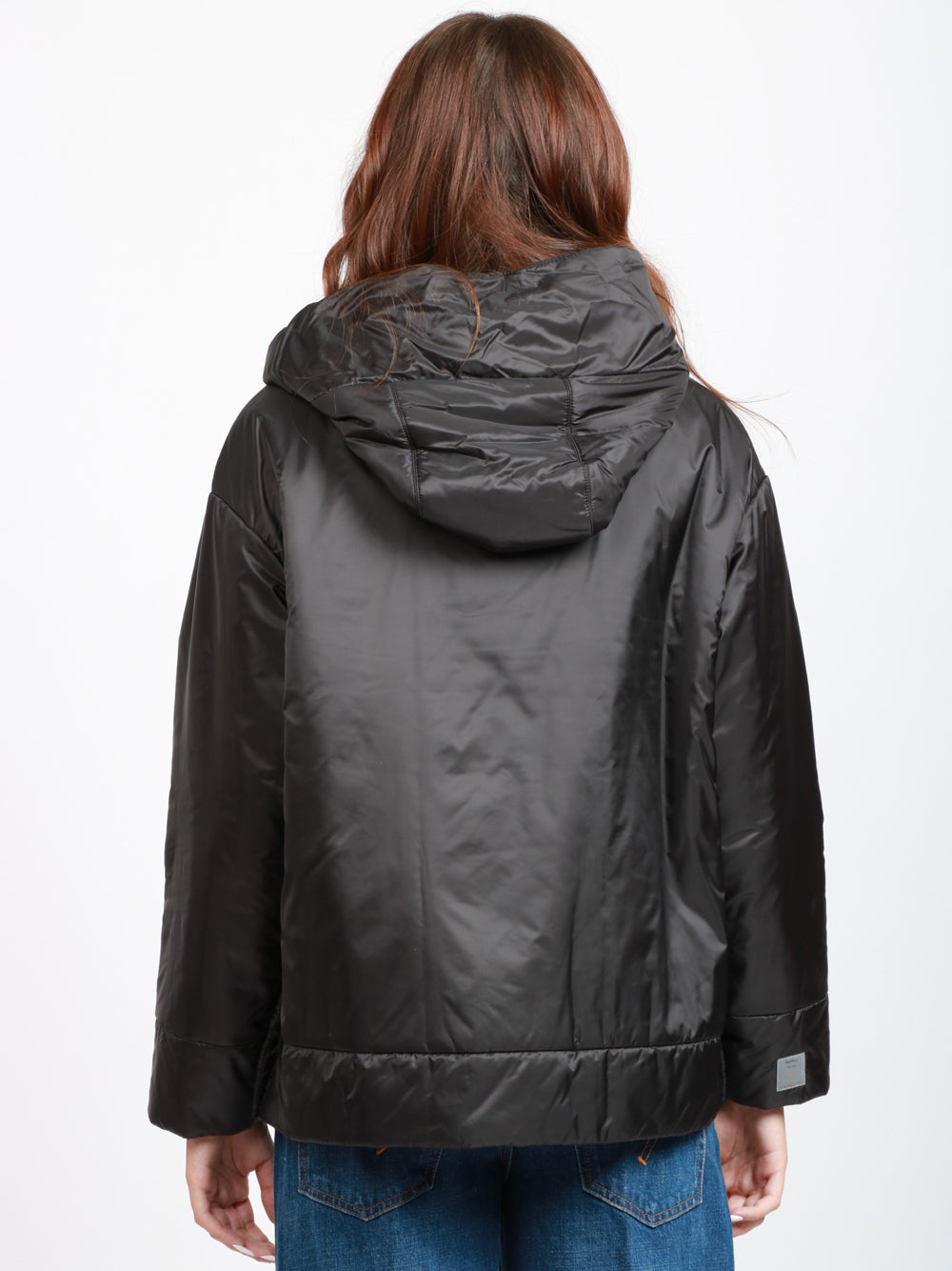 MAX MARA THE CUBE Giubbino Daria in Tela Antigoccia Nero con Cappuccio Nero