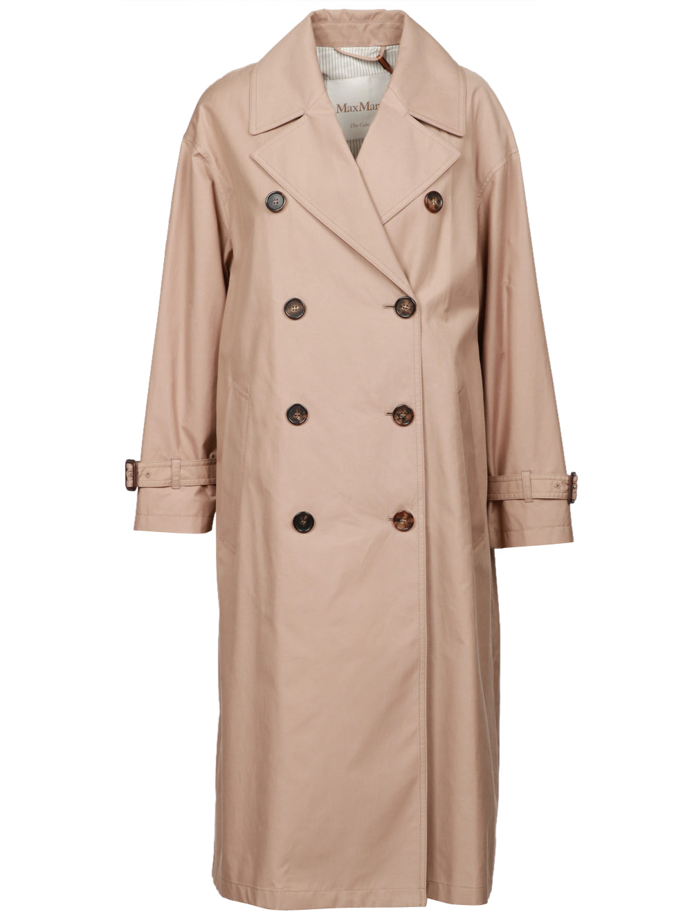 MAX MARA THE CUBE Trench Fiorito Lungo in Twill di Cotone Antigoccia Beige Camel