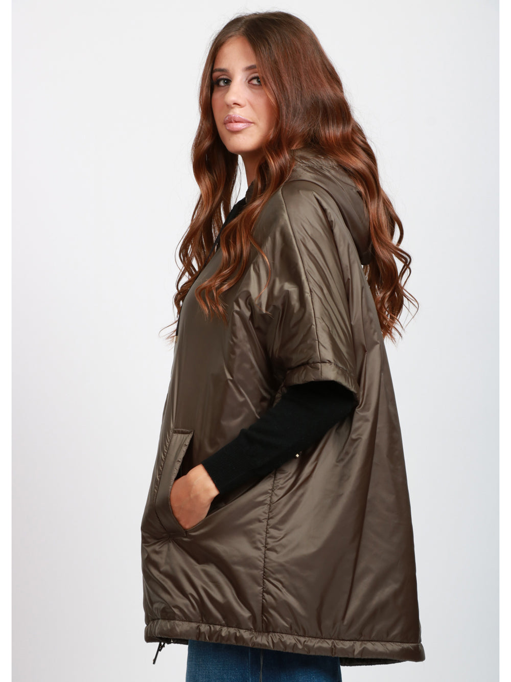 MAX MARA THE CUBE Piumino cappa Greenci in tessuto antigoccia verde militare Verde militare