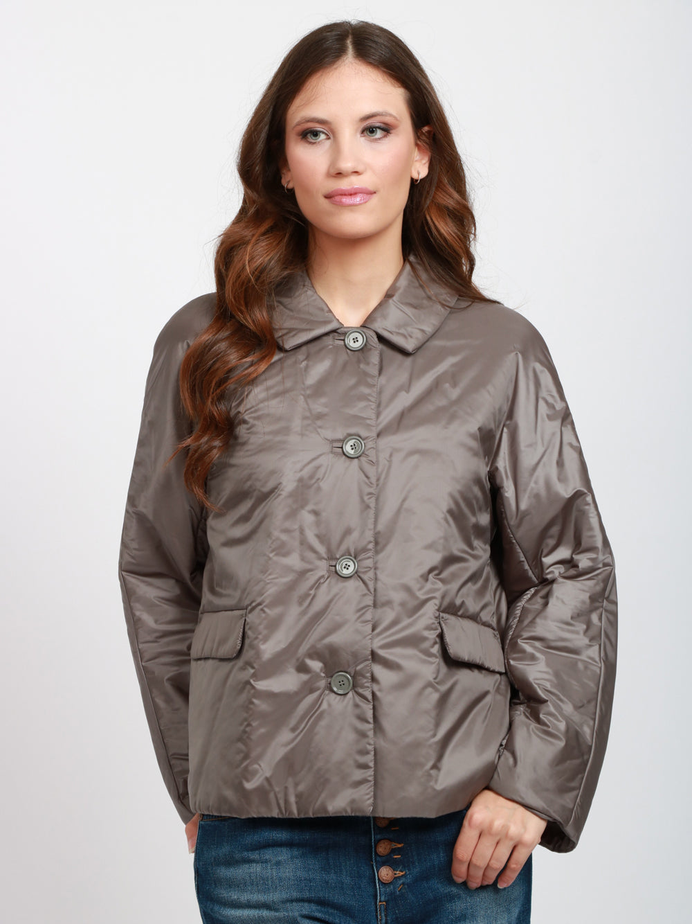 MAX MARA THE CUBE Caban Greens Monopetto in Tessuto Antigoccia Verde Verde