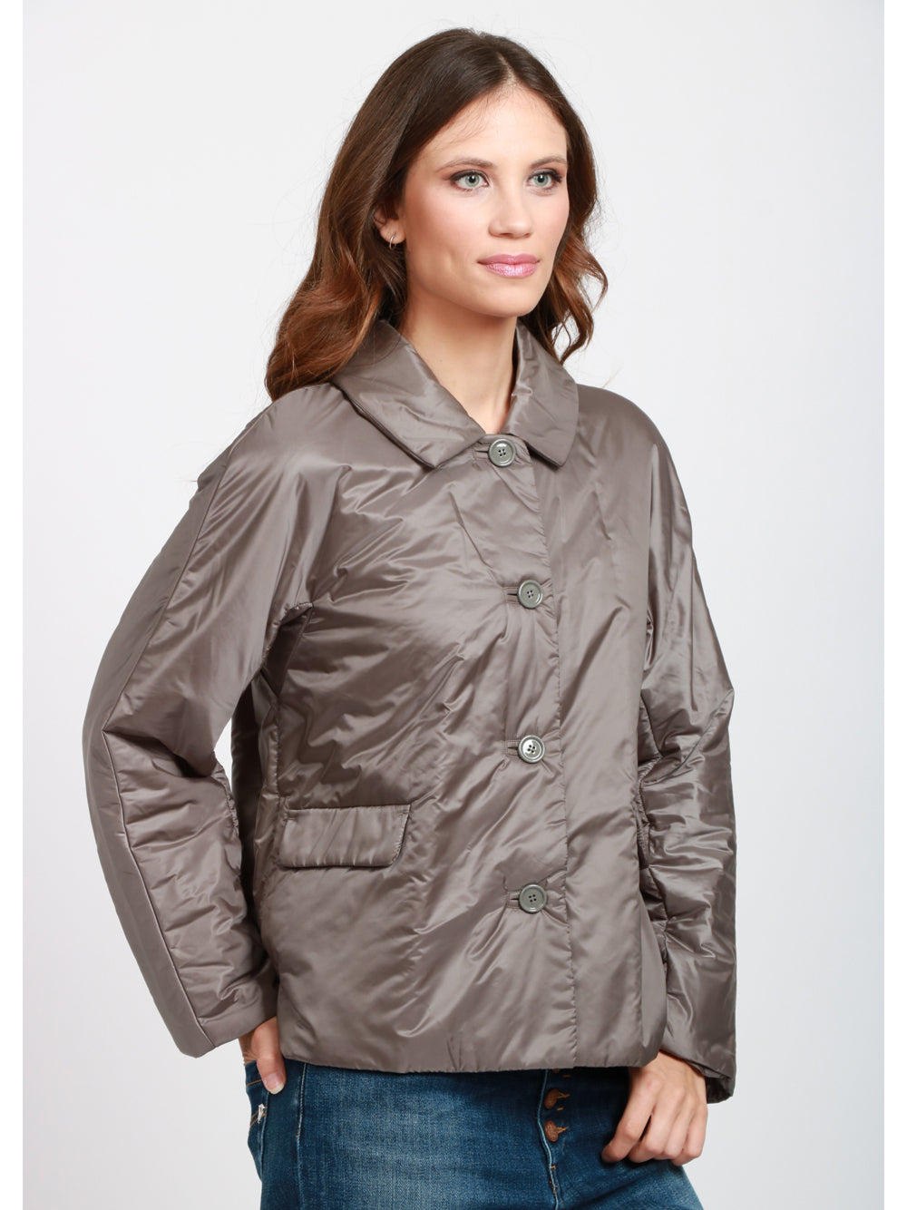 MAX MARA THE CUBE Caban Greens Monopetto in Tessuto Antigoccia Verde Verde