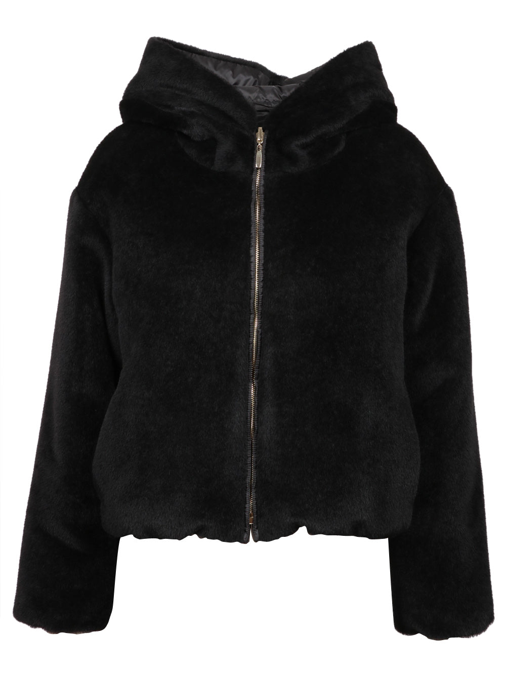 MAX MARA THE CUBE Piumino Teddy Olly Double Face Nero con Cappuccio Nero