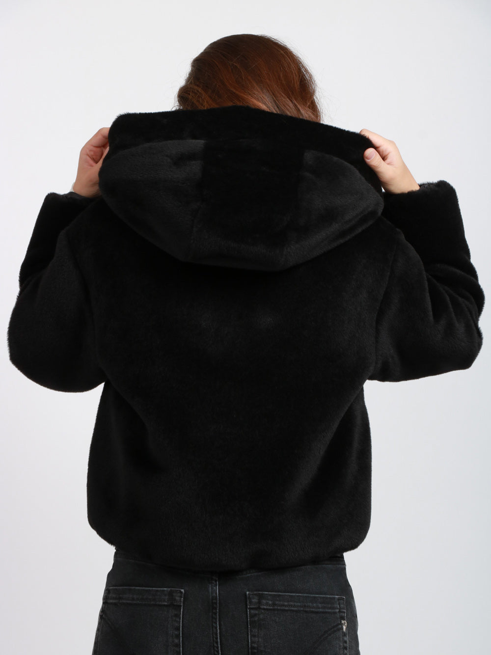 MAX MARA THE CUBE Piumino Teddy Olly Double Face Nero con Cappuccio Nero