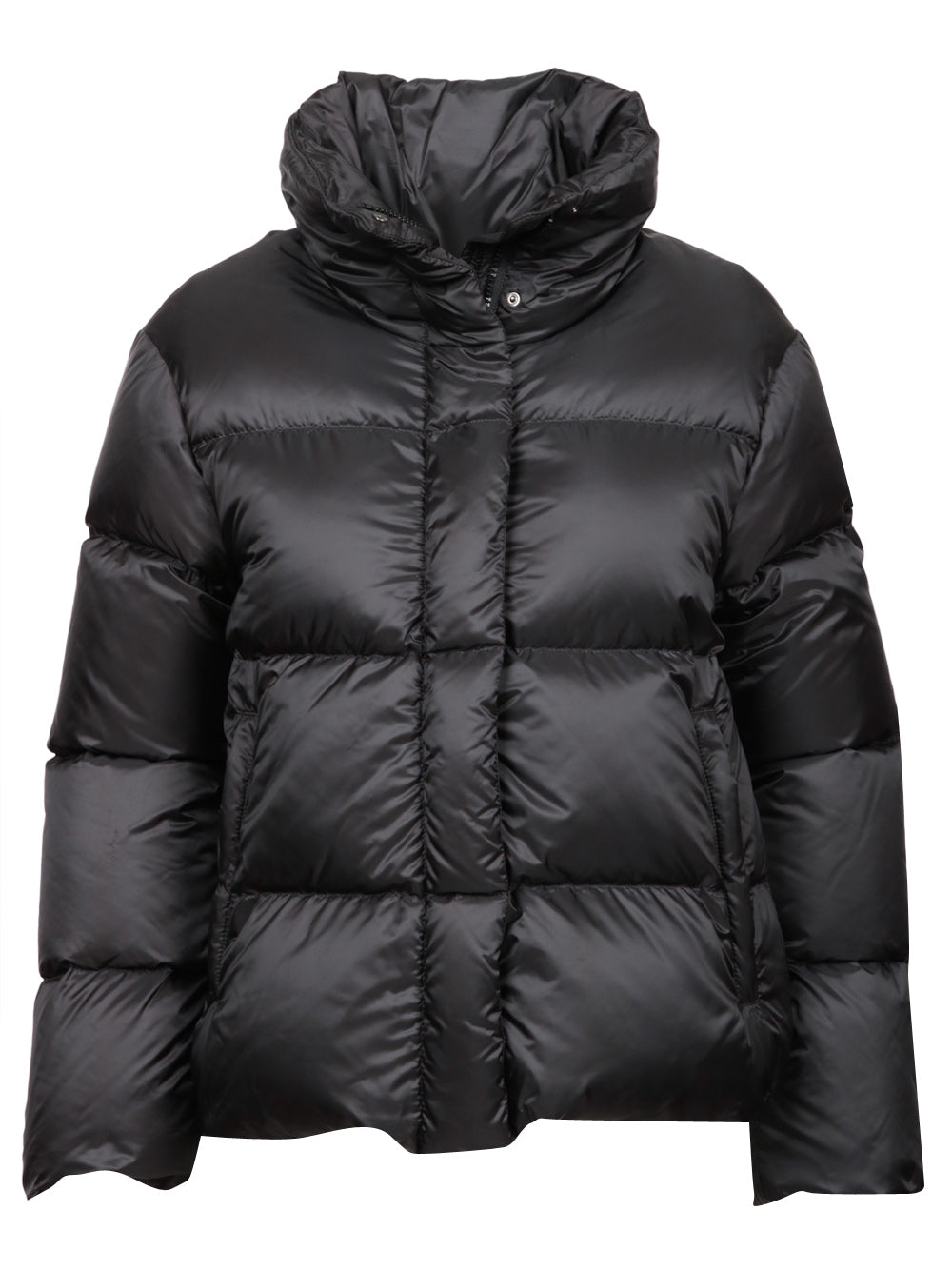 MAX MARA THE CUBE Piumino Seica Imbottito Nero con Collo Alto Nero