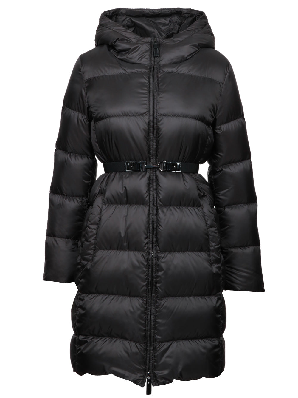 MAX MARA THE CUBE Piumino Seipar in Tessuto Antigoccia Nero con Cappuccio Nero