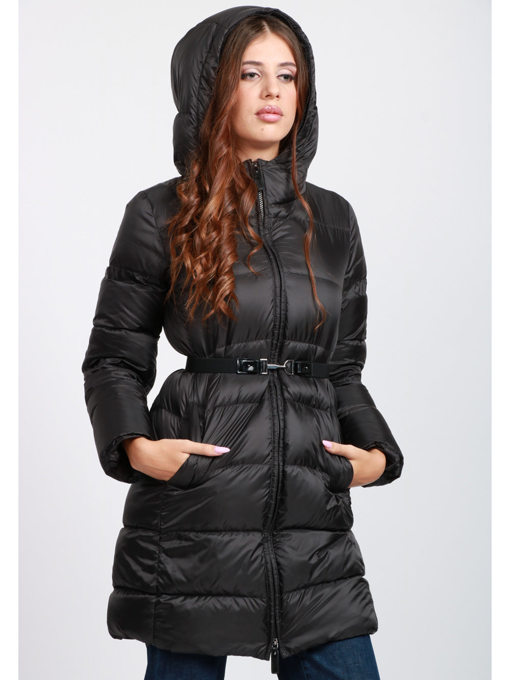 MAX MARA THE CUBE Piumino Seipar in Tessuto Antigoccia Nero con Cappuccio Nero