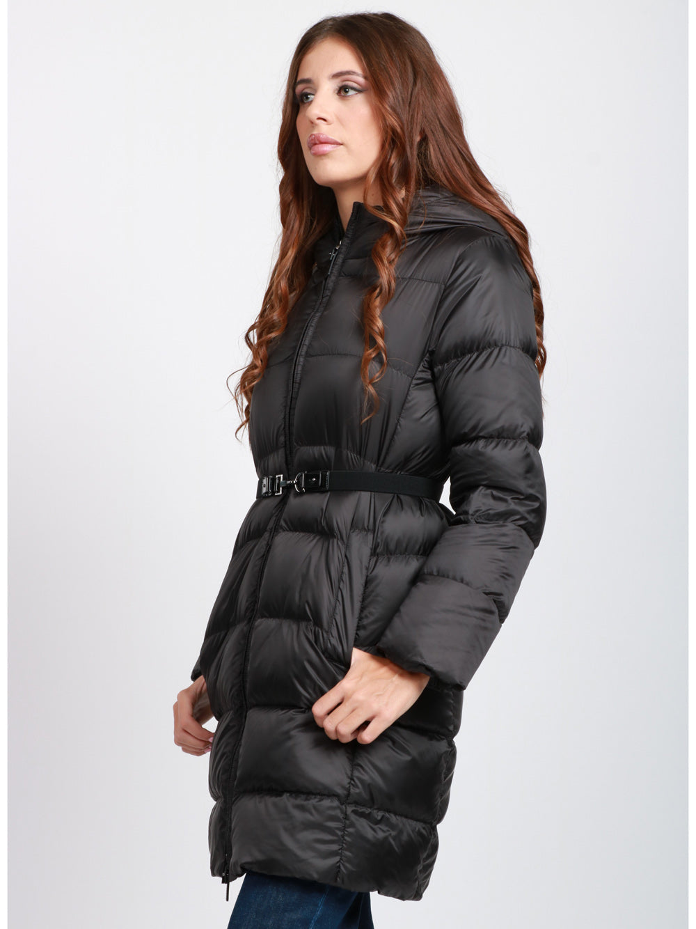 MAX MARA THE CUBE Piumino Seipar in Tessuto Antigoccia Nero con Cappuccio Nero