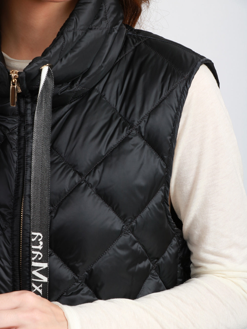 MAX MARA THE CUBE Gilet Tregic Imbottito in Tessuto Antigoccia Nero Nero
