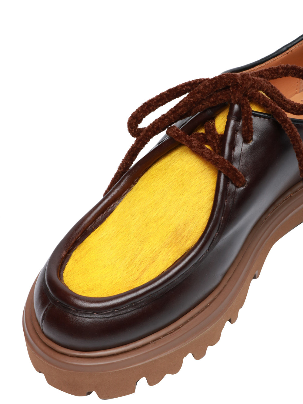 MAZE Scarpe Mocassino Dora in Pelle Testa di Moro e Gialle Marrone/giallo