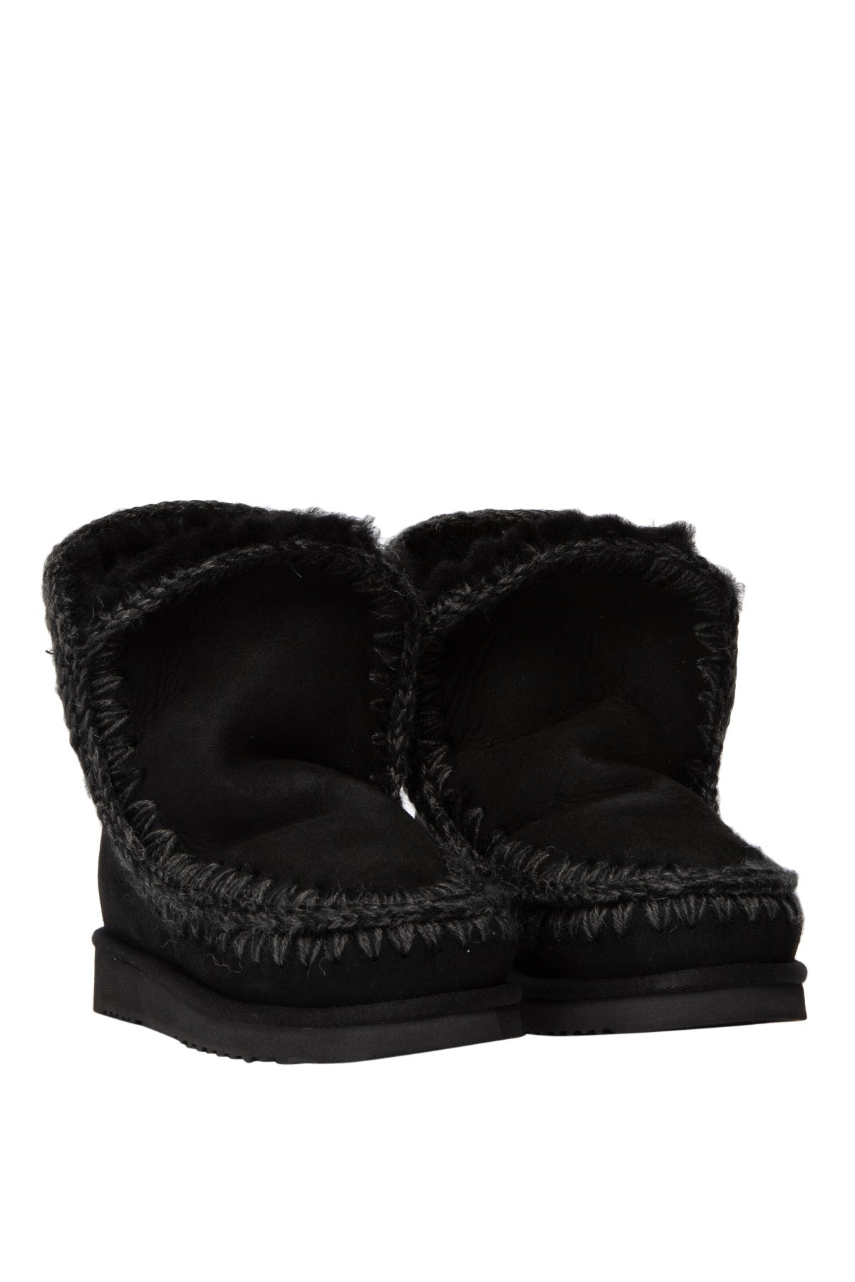 MOU Stivali Eskimo 18 in Suede Neri con Imbottitura in Montone Nero