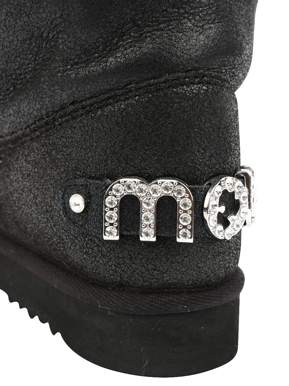 MOU Stivali Eskimo 18 in Pelle Neri con Logo in Strass Nero