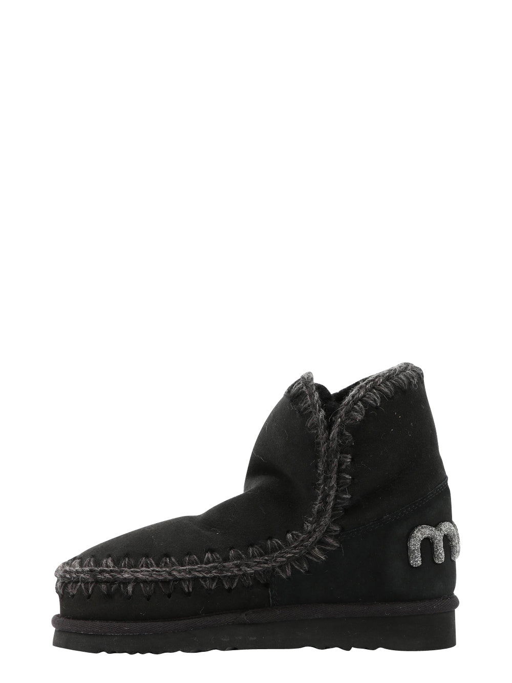 MOU Stivali Eskimo 18 in Suede Neri con Logo Glitter Nero