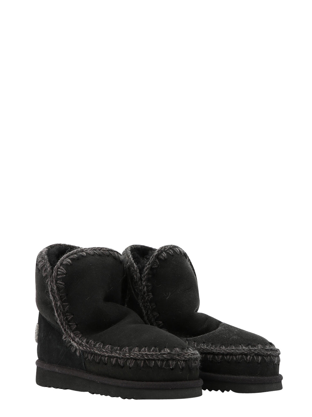 MOU Stivali Eskimo 18 in Suede Neri con Logo Glitter Nero