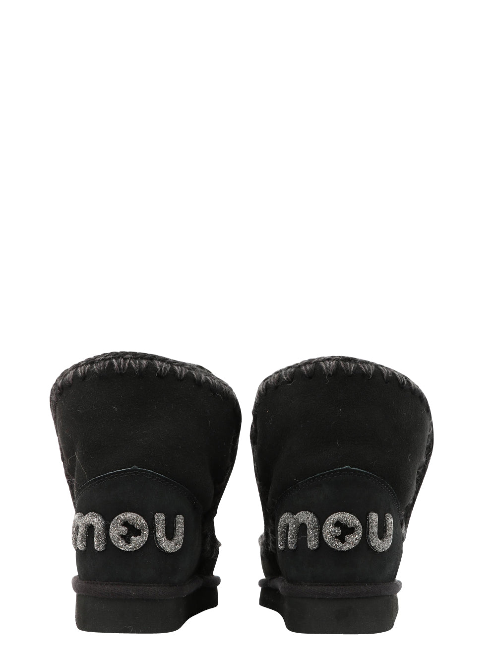 MOU Stivali Eskimo 18 in Suede Neri con Logo Glitter Nero