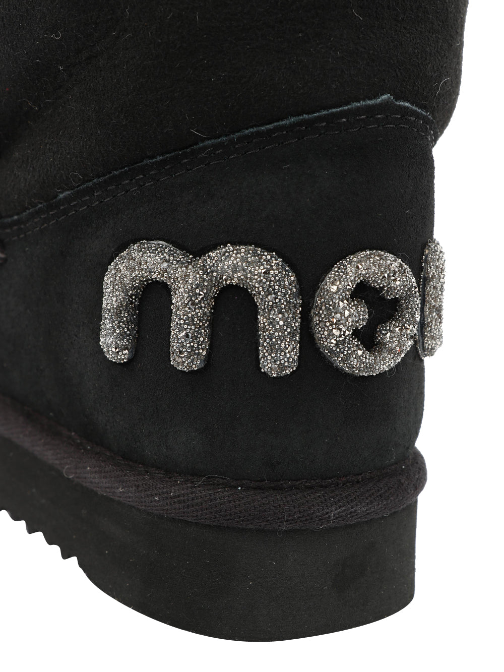 MOU Stivali Eskimo 18 in Suede Neri con Logo Glitter Nero