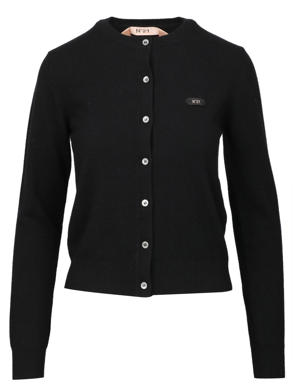 N°21 Cardigan in Lana Nero Girocollo Nero
