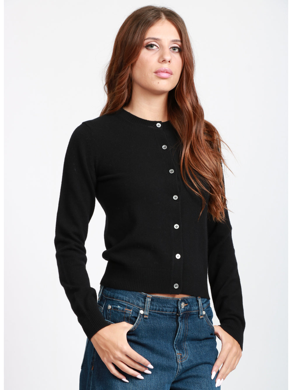 N°21 Cardigan in Lana Nero Girocollo Nero