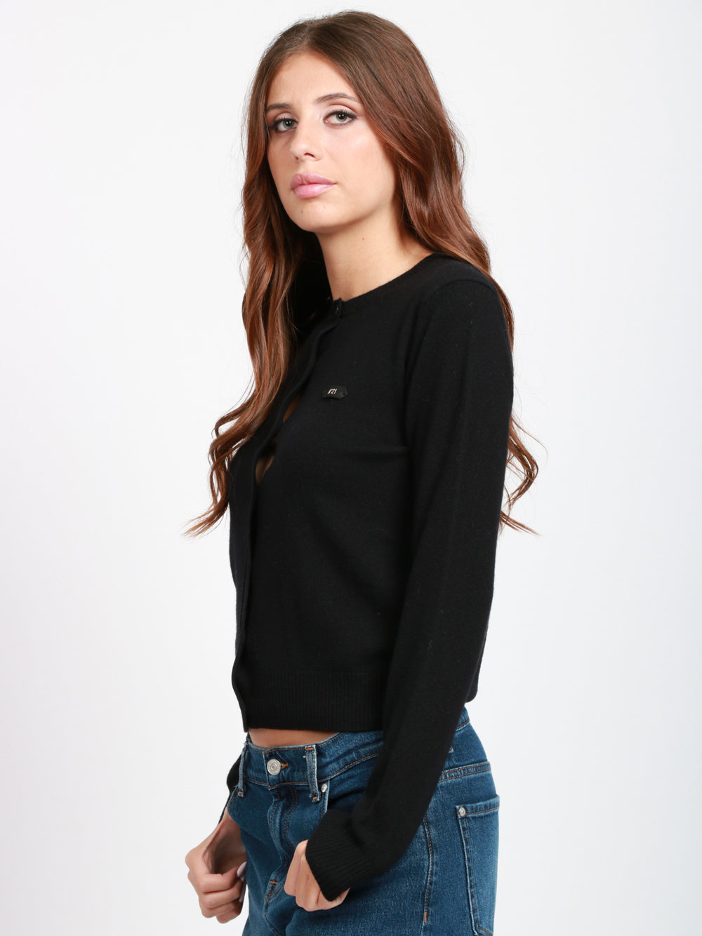 N°21 Cardigan in Lana Nero Girocollo Nero