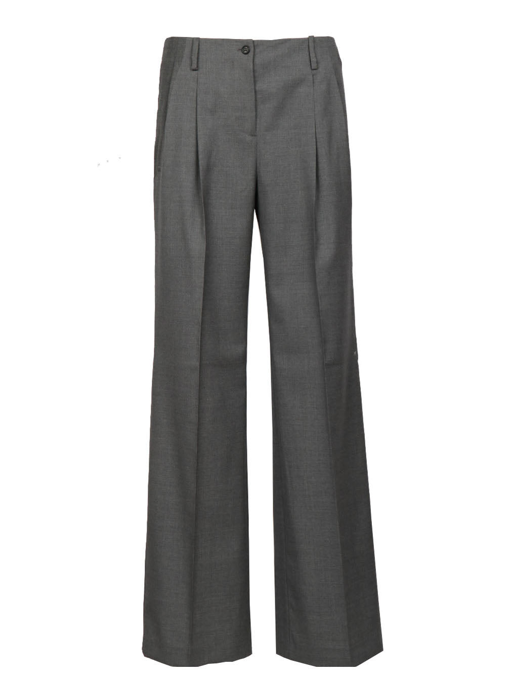 N°21 Pantaloni in Fresco di Lana Grigi scuro con Pinces Gamba Dritta Grigio